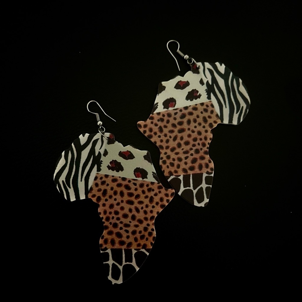 Animal Print Africa Shaped Earrings
